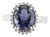 Antique Iolite Halo Ring With Diamond Accents in 925 Sterling Silver - Size 6.5 For Sale