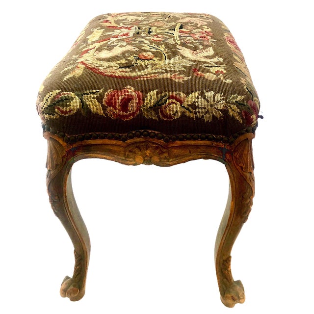 Auburn Late 19th-Century Louis XV-style Bench With Needlework Upholstery For Sale - Image 8 of 11