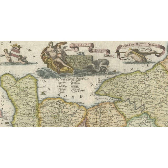 Antique Map of Normandy in France by Enzo Mari For Sale