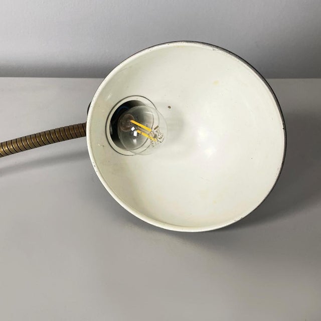 Modern Italian Table Lamp with Clamp in Black Metal and Brass, 1970s For Sale - Image 9 of 16