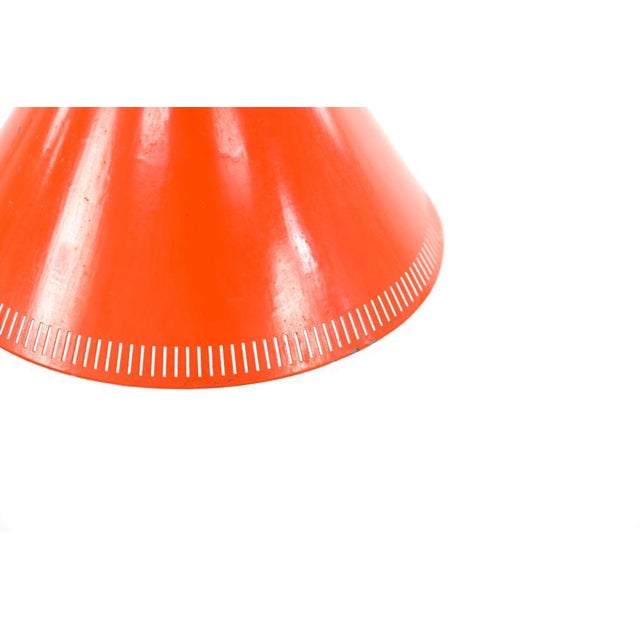 Metal 1960s Danish Modern Orange Metal Cone-Shaped Pendant Light by Poul Henningsen For Sale - Image 7 of 10