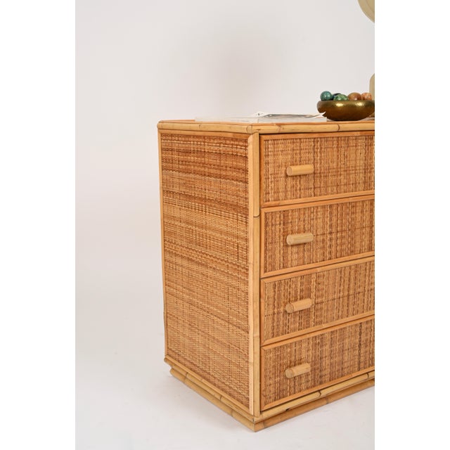 Mid-Century Modern Italian Organic Chest of Drawers in Bamboo and Rattan Wicker, 1970s For Sale - Image 13 of 15