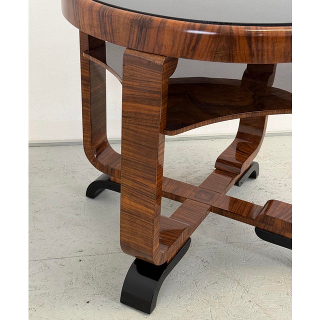Wood Art Deco Round Walnut Coffee Table, 1930s For Sale - Image 7 of 8