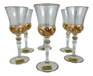 Vintage Crystal Wine Glasses with Gilding from Cristal de Paris, Set of 6