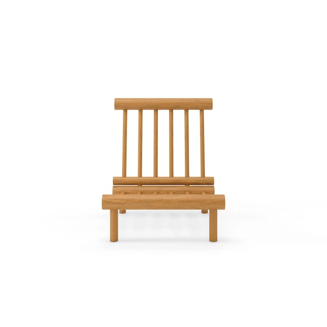 Mid-Century Modern Rishon Teak Outdoor Lounge Chair – Alpine Modern Design in Sunbrella Canvas Taupe For Sale - Image 3 of 6