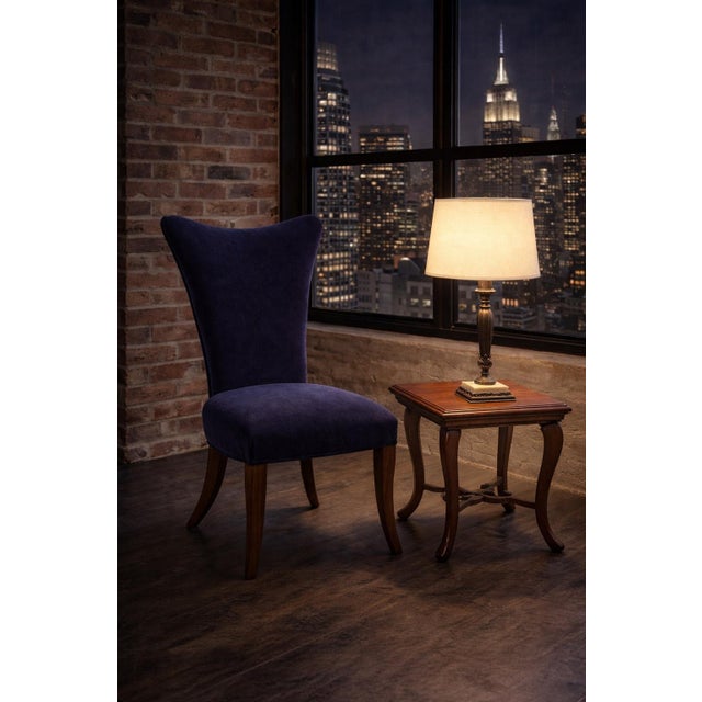 Burnt Umber Pair of Vintage French Provincial Serpentine Tables in Old Chapel Satin Walnut — Sculptural Cabriole Legs, Designer Matching Set For Sale - Image 8 of 9