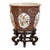 Large Vintage Chinese Porcelain Jardinière / Cachepot / Goldfish Bowl /Carved Hardwood Stand For Sale