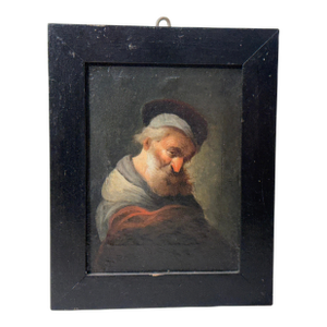 Antique 18th Century Johann Andreas Herrlein Mini Oil Painting Portrait on Board