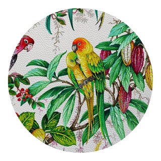 Nicolette Mayer Parakeet Passion Red 16" Round Pebble Placemats, Set of 4 For Sale