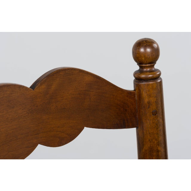 Antique French Provincial Ladder Back Walnut Dining Chairs W/ Rush Seats – Set of 6 For Sale - Image 9 of 18