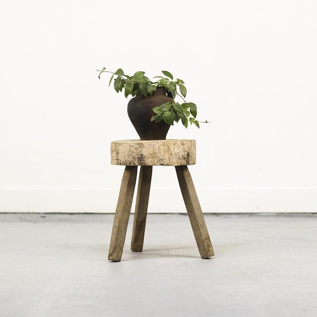 Primitive Wabi Sabi Rustic Farmhouse Stool / Pedestal For Sale - Image 4 of 9