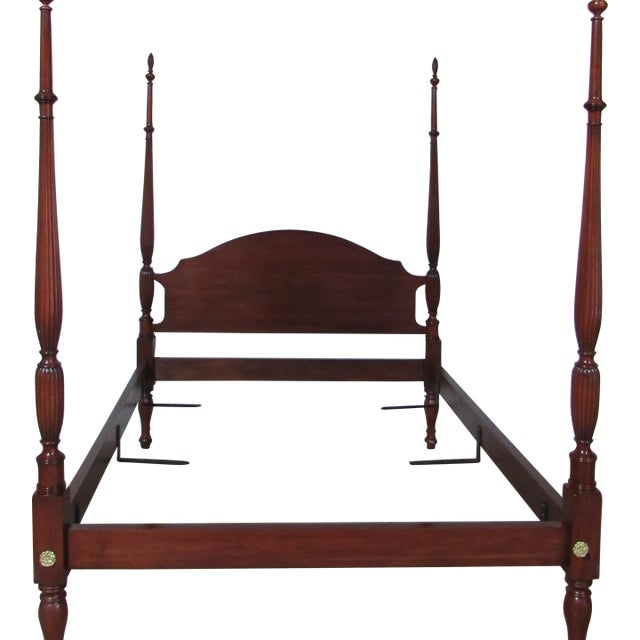 1990s Henkel Harris Cherry Carved Bed Queen Poster Designer For Sale