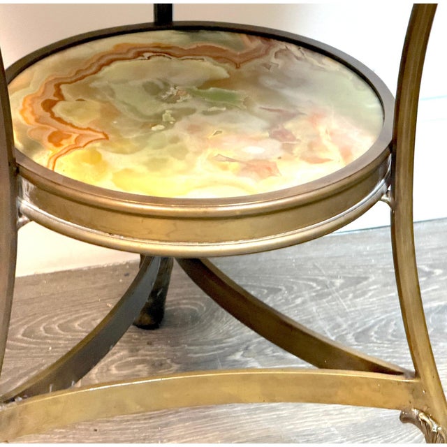 Pair French Neoclassical Bronze & Book-Matched Onyx Gueridons For Sale - Image 13 of 15