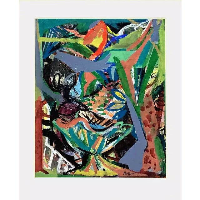 Josef Presser Polish/American Born in 1909 in Lublin, Poland. He died in 1967 in Paris, France. Abstract Composition Oil...