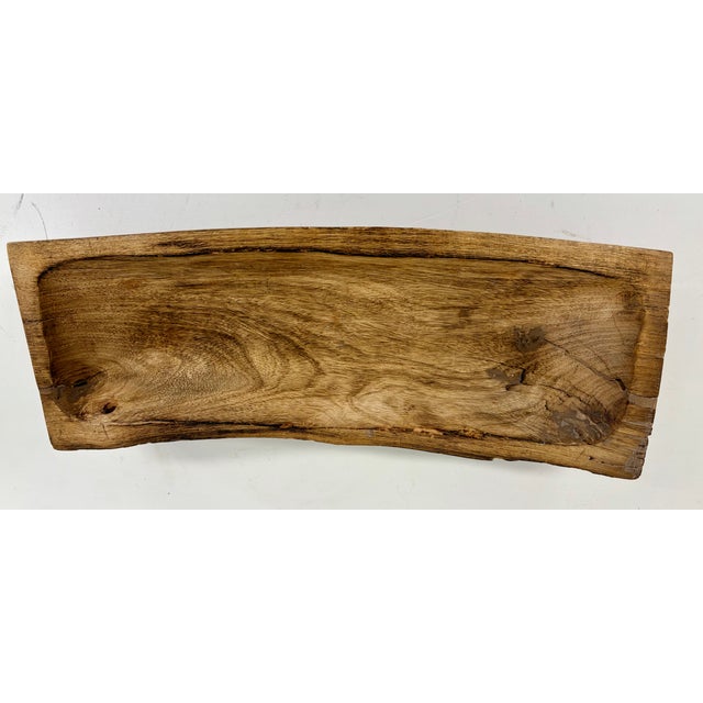 Late 20th Century Hand Carved Indian Wooden Dough Bowl For Sale - Image 5 of 6