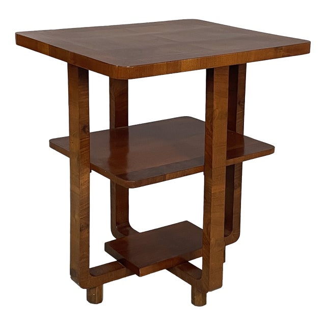 Art Deco Italian Wood Coffer Table with Double Rectangular Top, 1930s For Sale