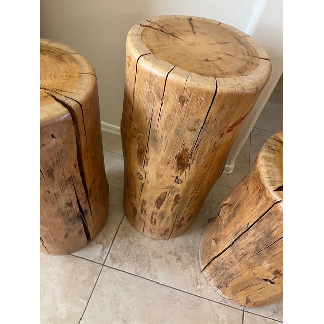 Set of Three Solid Wood Stump Side Tables For Sale - Image 11 of 12
