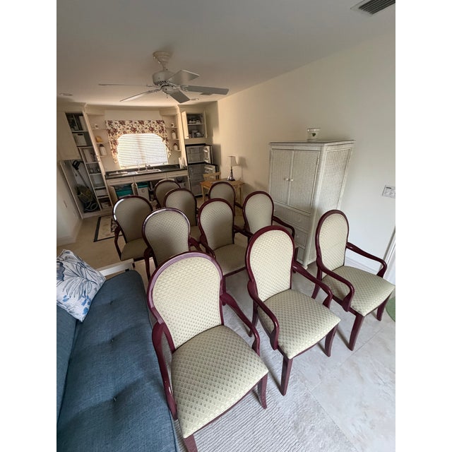 Vintage Set of 10 Century Furniture Postmodern Dining Armchairs in Florentine Rose For Sale - Image 14 of 14