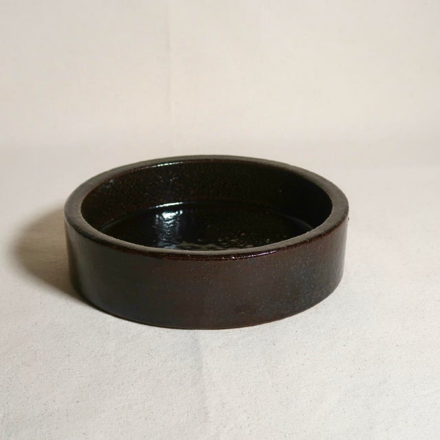 Mid-Century Modern Vintage 1970s Hasle Bornholm Denmark Low Catch-All Stoneware Bowl Catch All For Sale - Image 3 of 10
