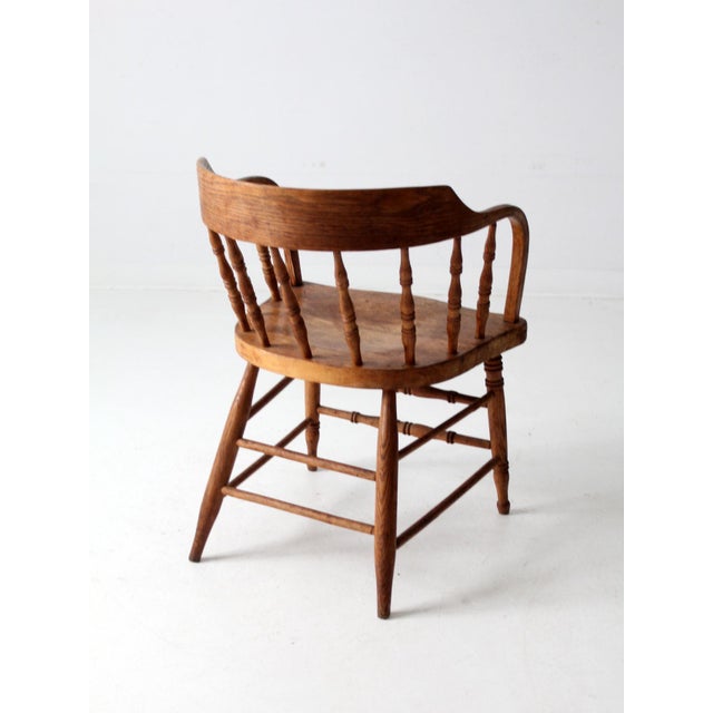 Antique Rustic Captain's Chair For Sale - Image 6 of 9