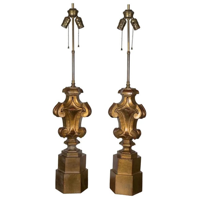 1960s Sculptural Giltwood Table Lamps - a Pair For Sale - Image 5 of 12