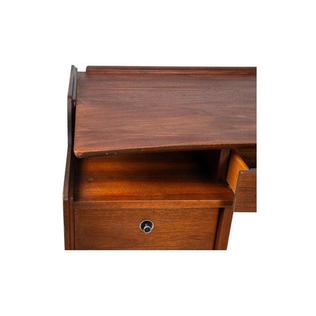 1960s Mid-Century Mainline Hooker Floating Walnut Desk For Sale - Image 10 of 10