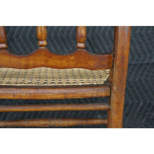 2 Antique Victorian Early American Style Maple Spindle Back Side Chairs Pair For Sale - Image 14 of 18