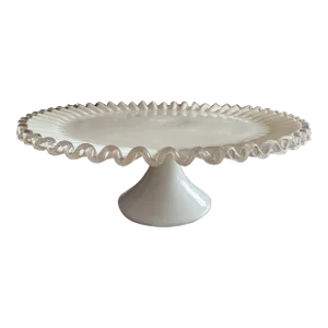 Mid-20th Century Elegant Vintage Fenton Art Glass Silver Crest Pedestal Cake Stand