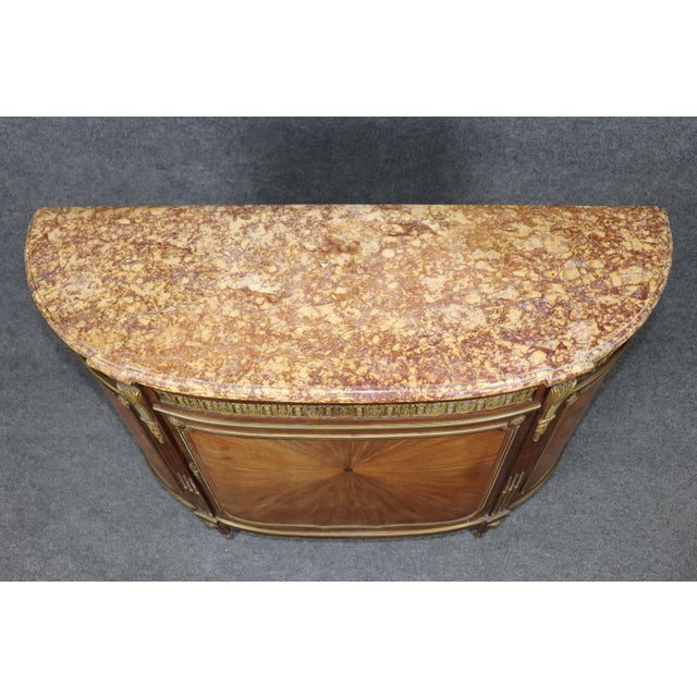Brown Fine Breche Marble Top Paul Sormani Attributed Bronze Mounted Inlaid Commode For Sale - Image 8 of 15