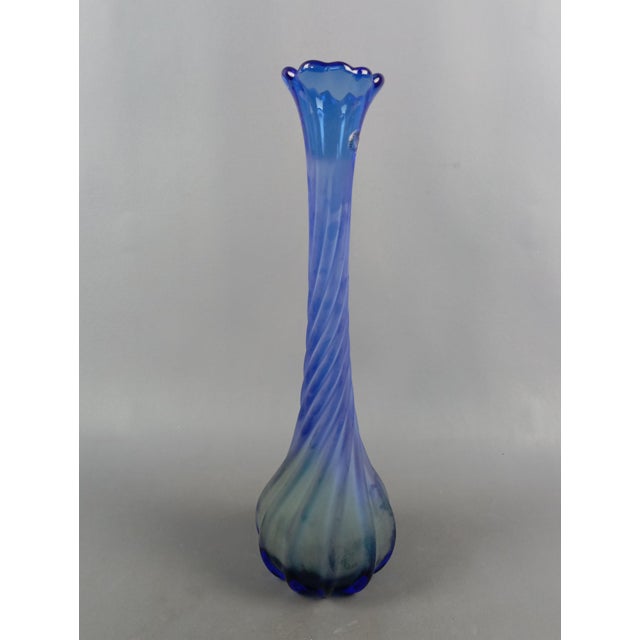 Elegant and very rare Murano glass vase V. Nason & C., particular blue design with satin finish and spiral weaving,...
