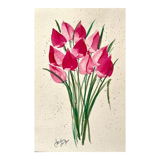 "Tulips" Watercolor Painting by Sandra Wright For Sale