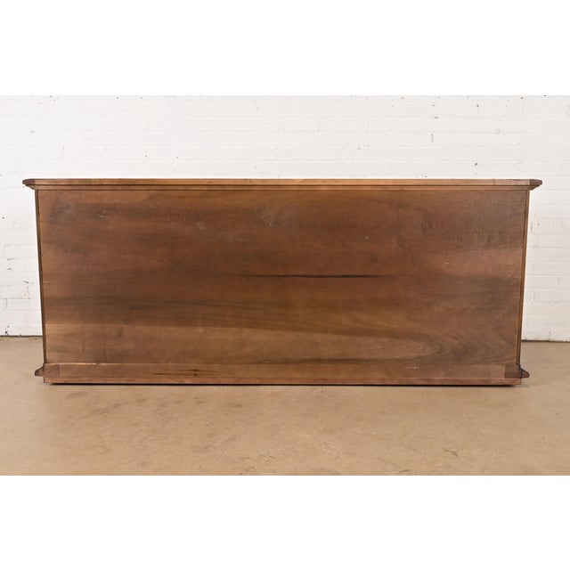 Henredon Mid-Century Modern Carved Walnut Parquet Front Sideboard Credenza or Bar Cabinet, 1970s For Sale - Image 11 of 12