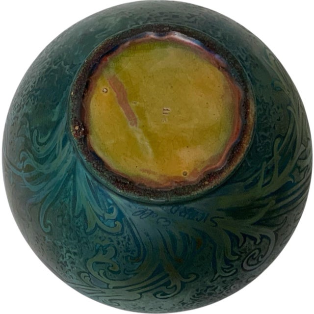 Ceramic Antique Weller Sicard Sicardo Art Nouveau Iridescent Floral Jardiniere C. 1902-1907 For Sale - Image 7 of 10