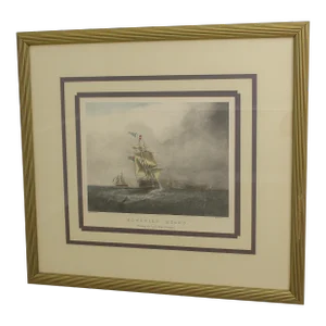 Framed & Matted Homeward Bound Tall Ship Vintage Engraving