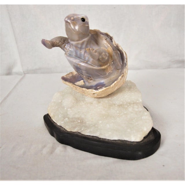 Amethyst Contemporary Amethyst Stone Carving Turtle Remerging From Egg For Sale - Image 8 of 8