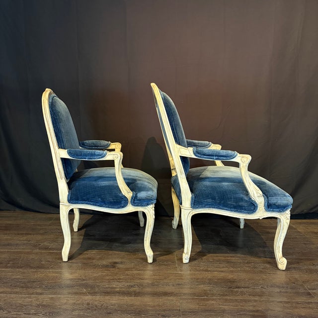 19th Century French Louis XV King and Queen Armchairs or Fauteuils -a Pair For Sale - Image 10 of 10