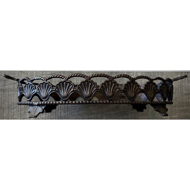 Late 20th-Century Regency-Inspired Iron & Steel Scallop Shell Centerpiece Gallery Oval Tray For Sale - Image 13 of 16