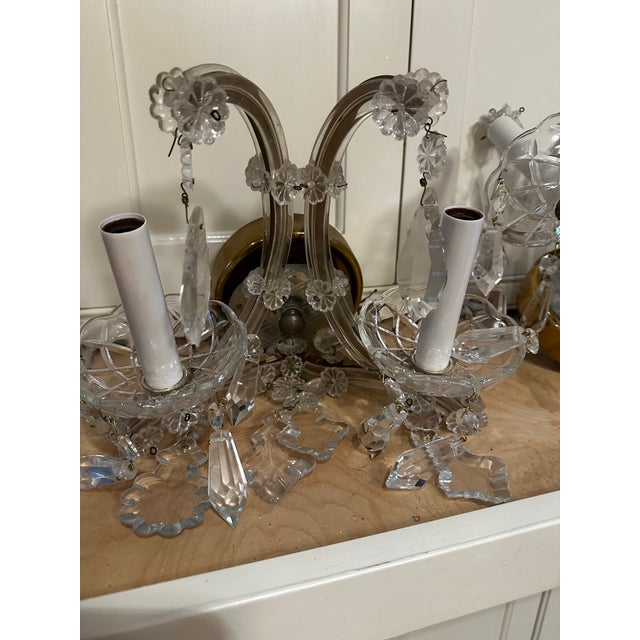 Vintage Pair of Two Arm Maria Theresa Wall Sconces With Mirrored Backs. For Sale - Image 10 of 10