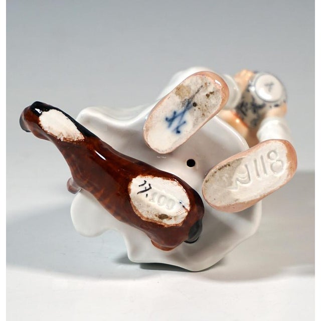 Art Nouveau Hentschelkind Drinking Boy Figurine from Meissen, 1905 For Sale - Image 5 of 6