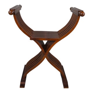 20th Century Italian Renaisscance Mahogany Savonarola Chair X Folding Seat For Sale
