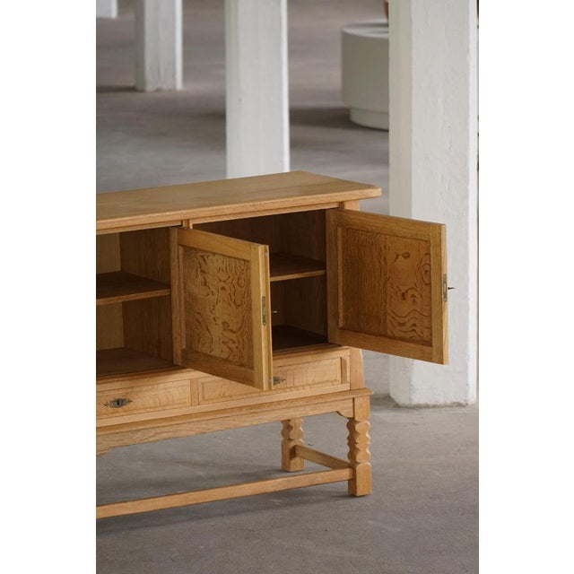 Mid-Century Modern Brutalist Sideboard in Oak by Henning Kjærnulf, 1960s For Sale - Image 16 of 18