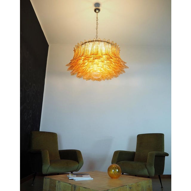 Large Amber Felci Murano Glass Chandelier, 1990s For Sale - Image 15 of 18