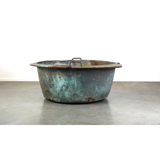 Large Antique Copper Kettle or Basin For Sale - Image 3 of 15