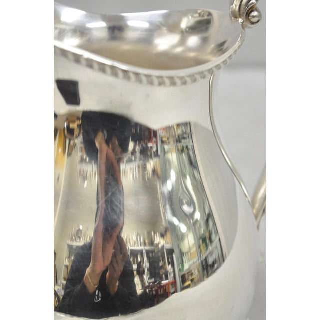 Vintage Bristol by Poole Silver Plated Bulbous Footed Ice Lip Water Pitcher For Sale - Image 12 of 15