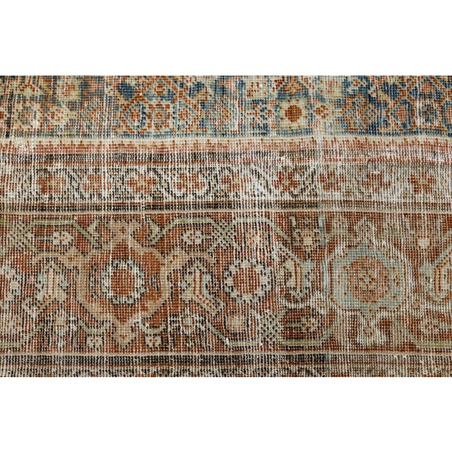 Late 19th Century Antique Mahal Wool Rug With Faded Indigo Field & Terracotta Sampler Border For Sale - Image 5 of 8