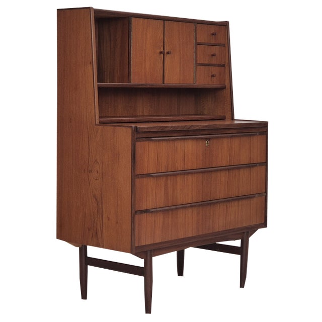 Danish Chest of Drawers with a Mirror Inside in Teak Wood, 1960s For Sale