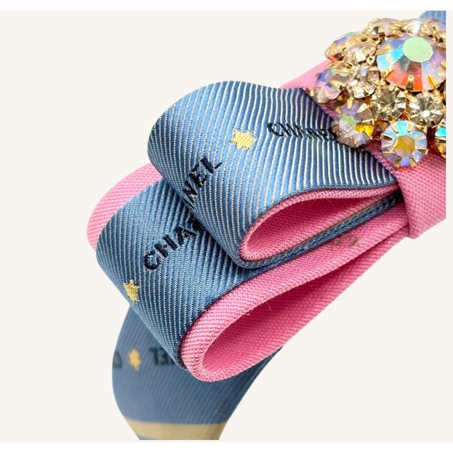 Chanel Chanel Logo Stripe Vintage Silk Necktie Cuff Bracelet For Sale - Image 4 of 4