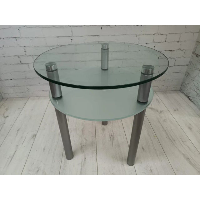 Vintage Glass and Chrome Side Table, 1980s For Sale - Image 13 of 13