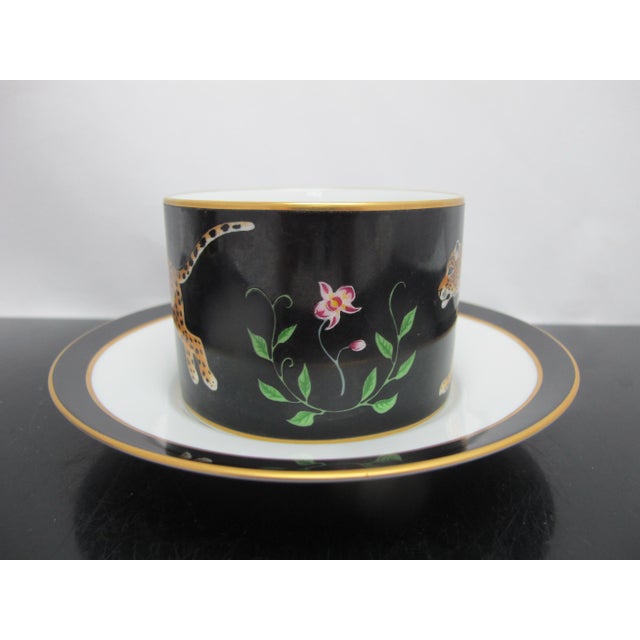Lynn Chase Leopard Cat Design Jaguar Jungle Porcelain 24k Gold Coffee Mug Cup For Sale In Portland, OR - Image 6 of 13