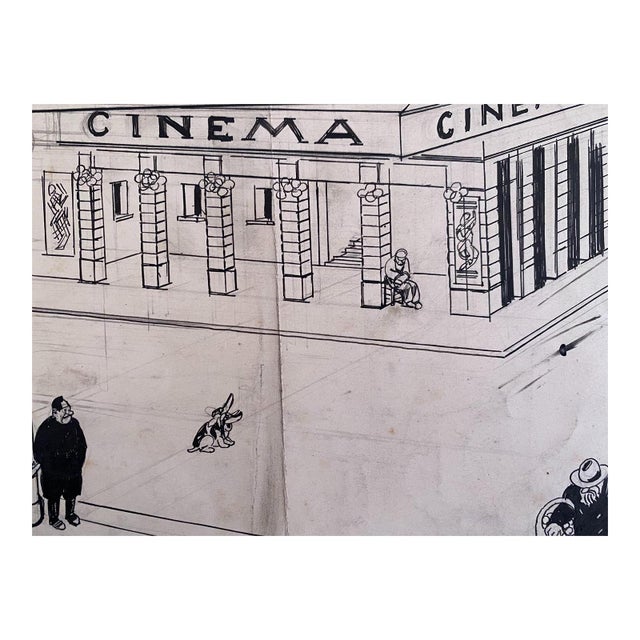 Gabriele Galantara, The Cinema, China Ink, Early 20th Century For Sale - Image 4 of 4